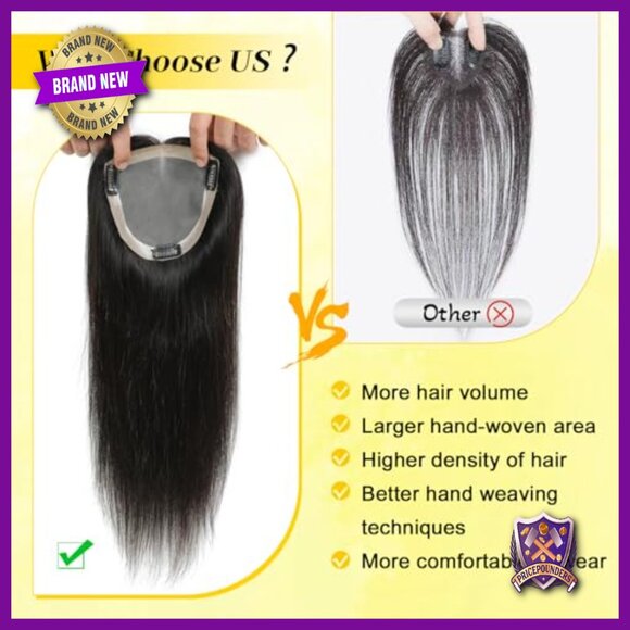 14 Inch Human Hair Topper Swiss Lace Base 3 Clips Thinning Hair